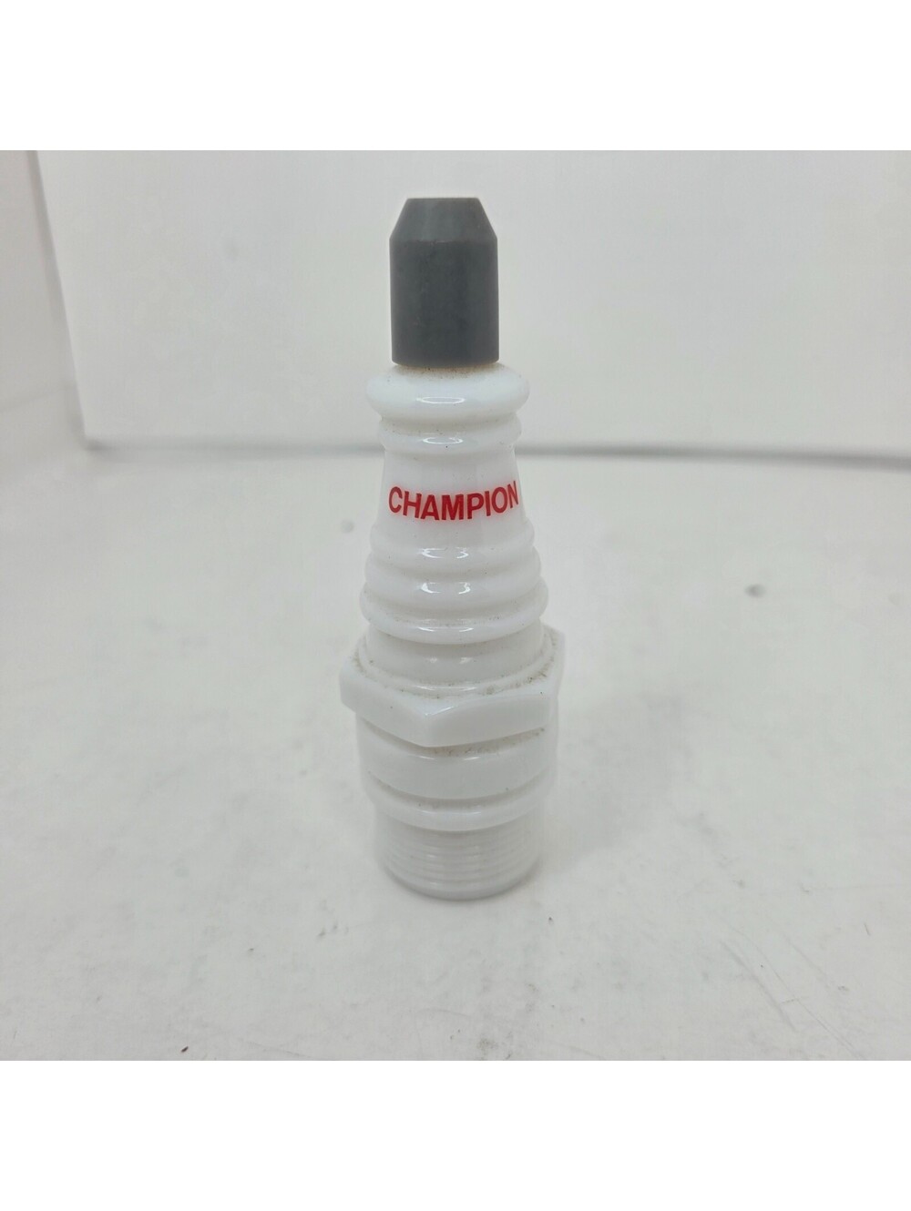 Vintage Avon Champion Spark Plug Milk Glass Decanter Bottle Empty 1975